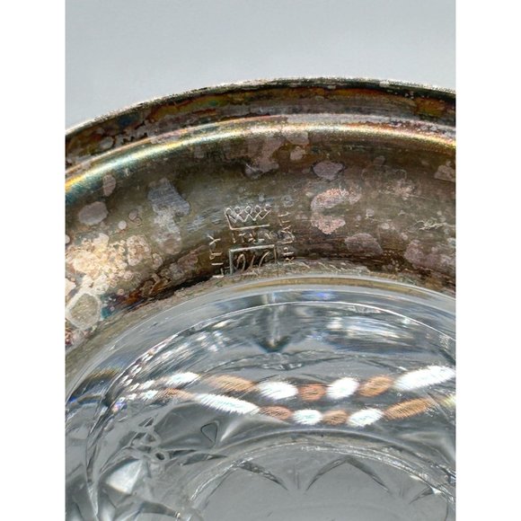 Val St Lambert Cut Crystal Creamer Silver Plate Made in Italy Crystal " Nicole" - Picture 9 of 12